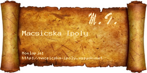 Macsicska Ipoly névjegykártya